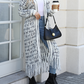 Knitted Fringed Long Cardigan - A&S All things Glam Boutique