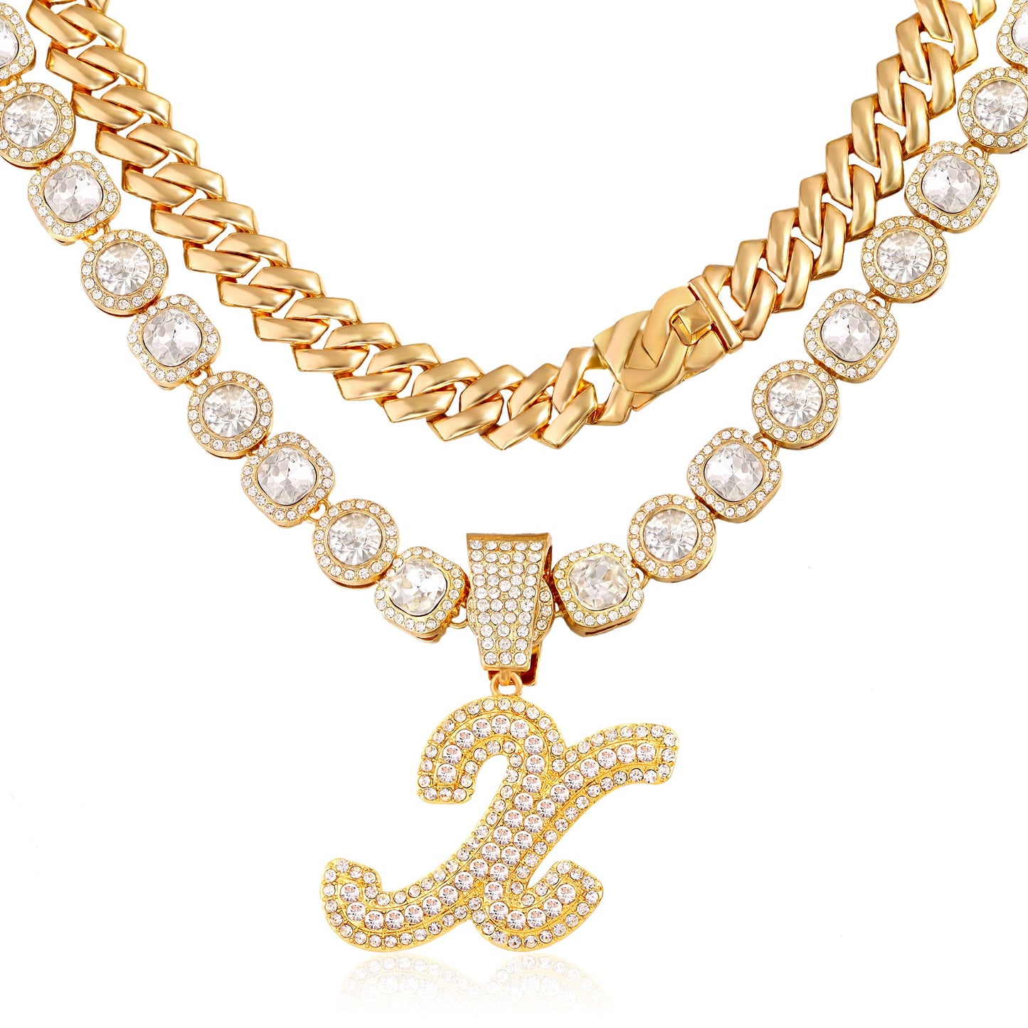 Cuban Link Chain for Women Cursive Initial Necklace - A&S All things Glam Boutique