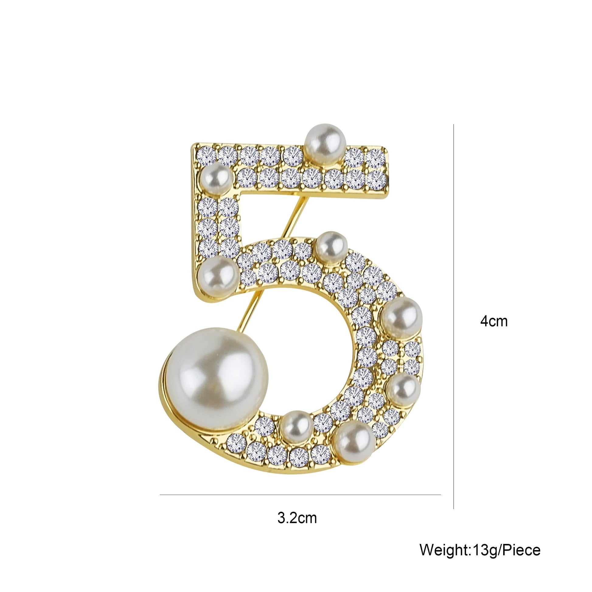 Number Five Rhinestone Bling Celebrity Brooch - A&S All things Glam Boutique