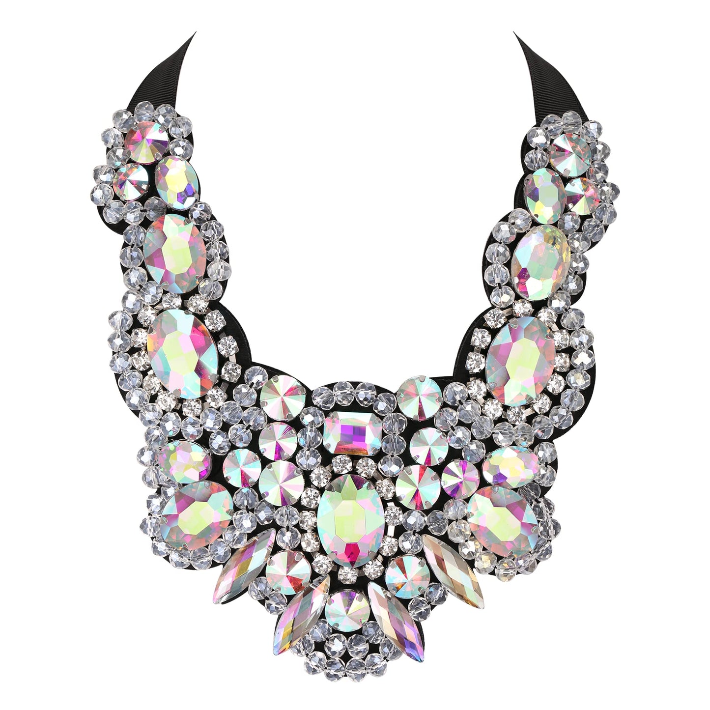 Flyonce Rhinestone Crystal Bib Chunky Collar Statement Necklace - A&S All things Glam Boutique