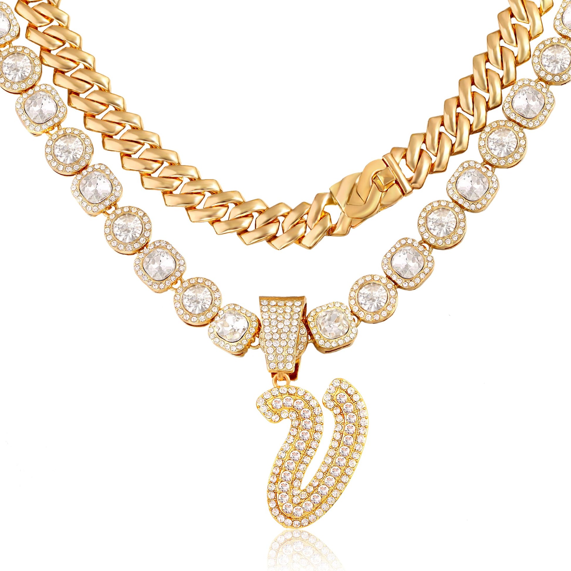 Cuban Link Chain for Women Cursive Initial Necklace - A&S All things Glam Boutique