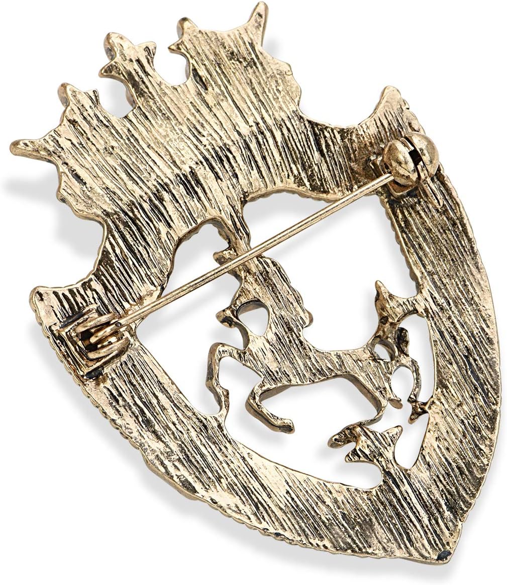 Vintage Golden Tone Queen Crown Pin Brooch Crystal Horse Racing Chapter Badge - A&S All things Glam Boutique