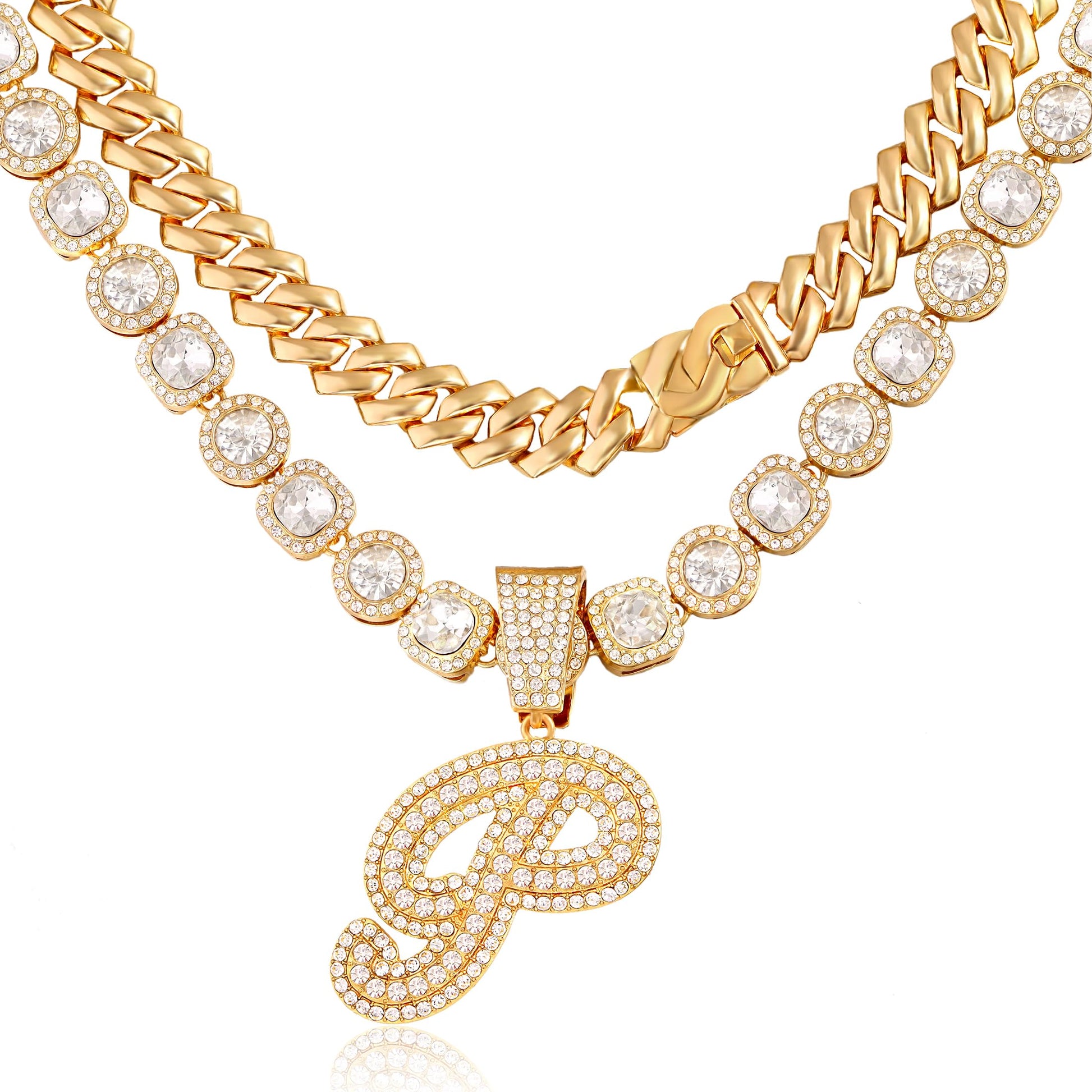 Cuban Link Chain for Women Cursive Initial Necklace - A&S All things Glam Boutique