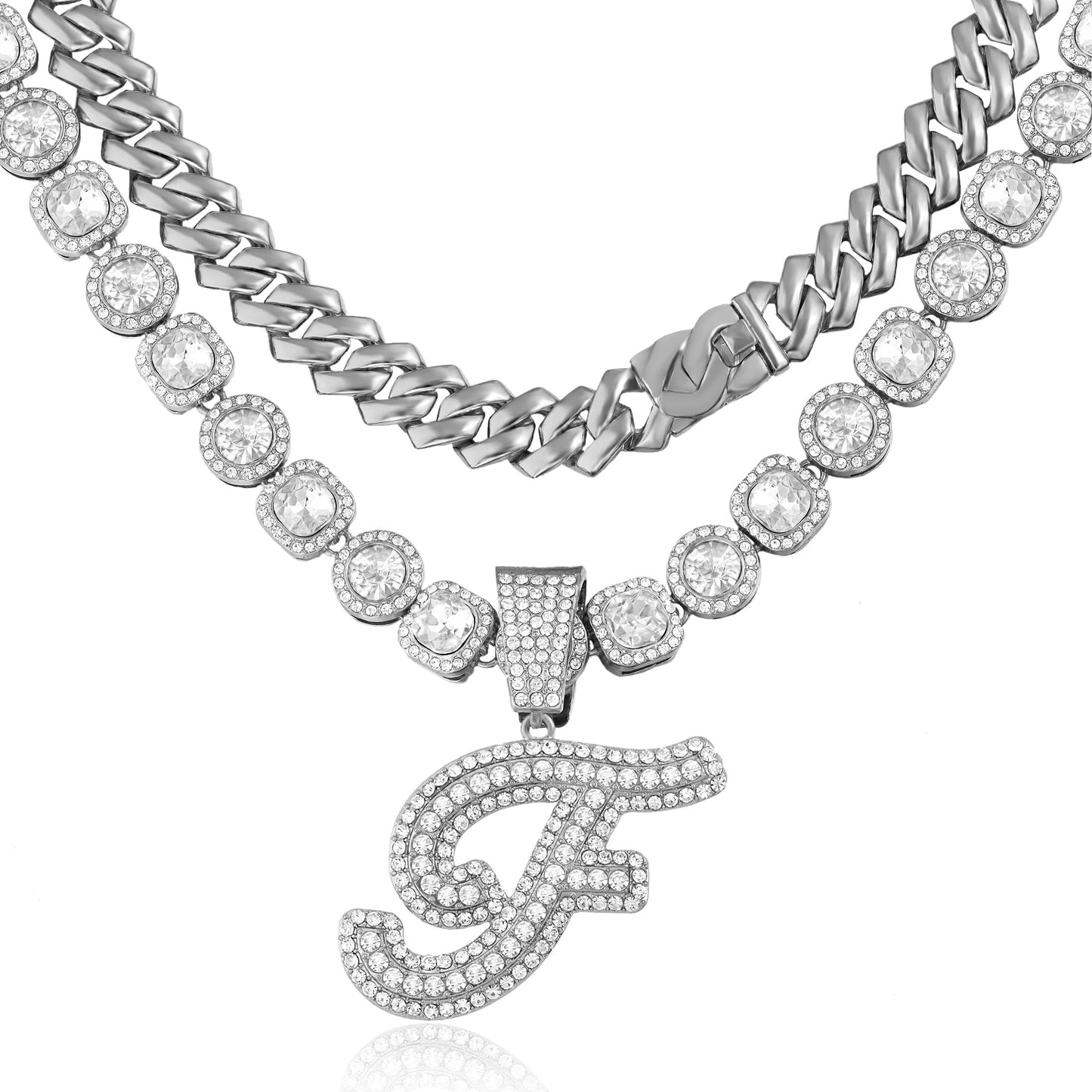 Cuban Link Chain for Women Cursive Initial Necklace - A&S All things Glam Boutique