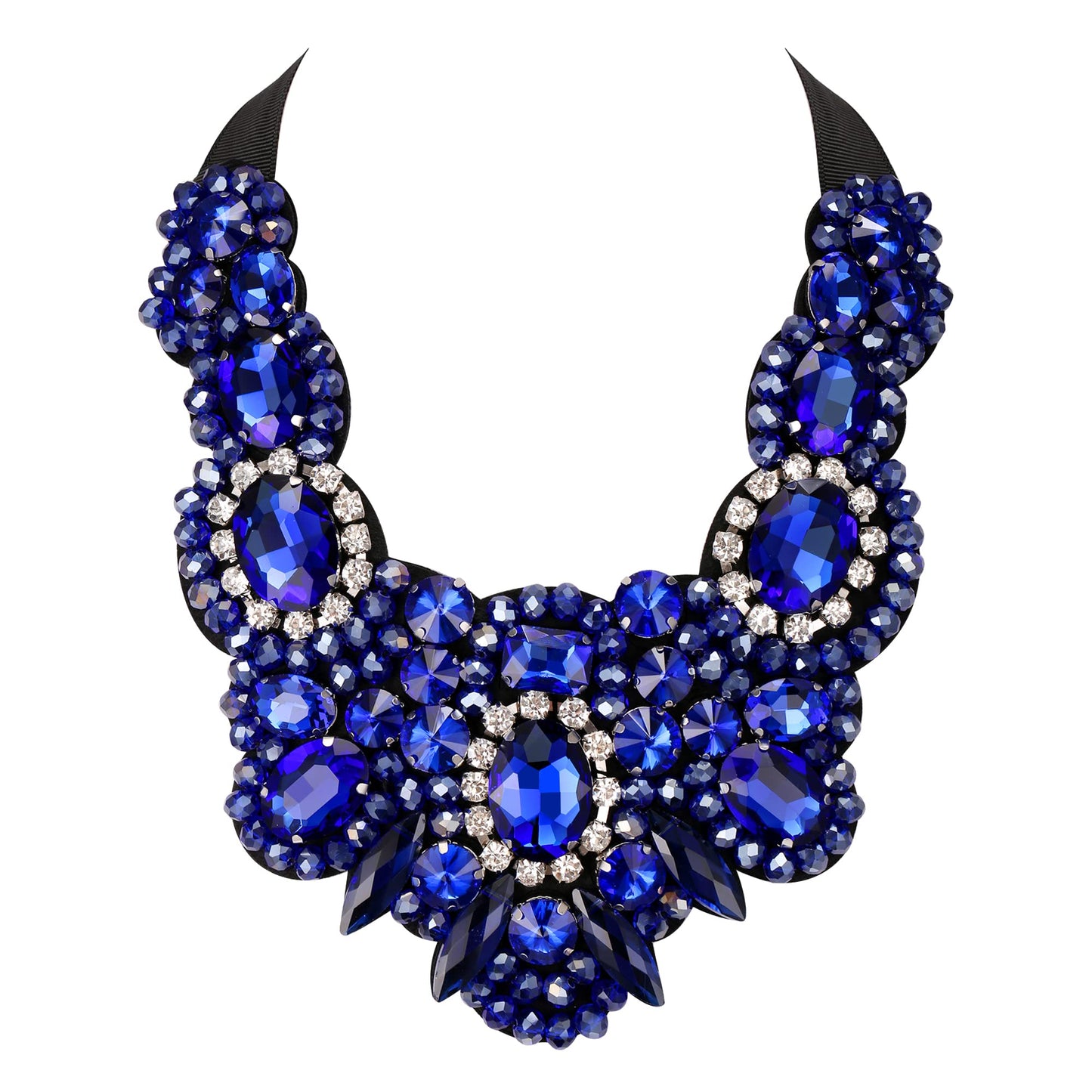 Flyonce Rhinestone Crystal Bib Chunky Collar Statement Necklace - A&S All things Glam Boutique