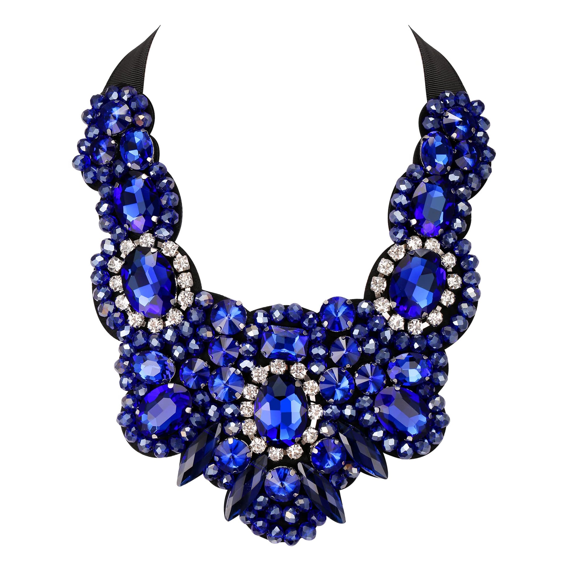 Flyonce Rhinestone Crystal Bib Chunky Collar Statement Necklace - A&S All things Glam Boutique