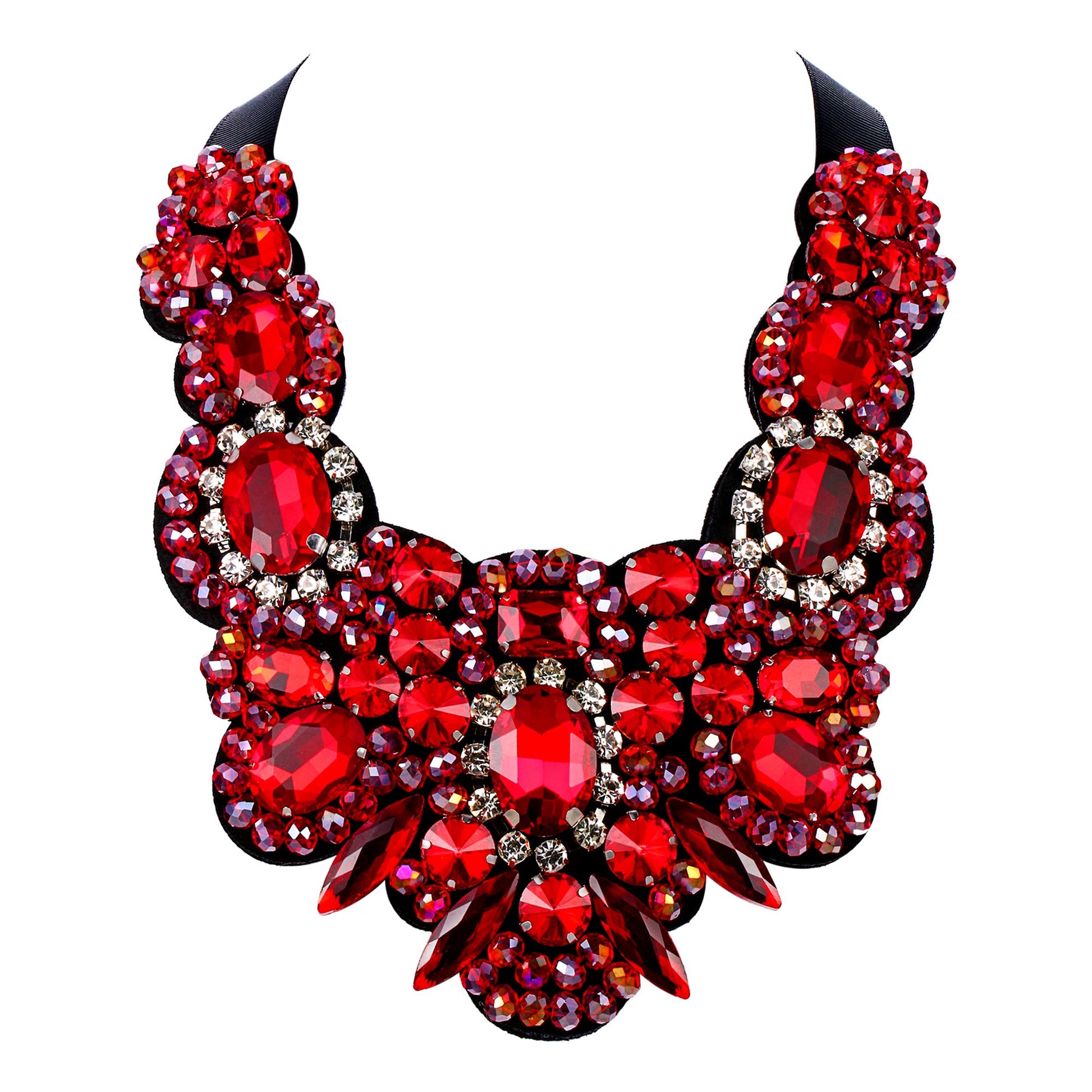 Flyonce Rhinestone Crystal Bib Chunky Collar Statement Necklace - A&S All things Glam Boutique