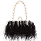 Feather Evening Clutch Vintage Banquet Handbag