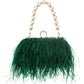 Feather Evening Clutch Vintage Banquet Handbag