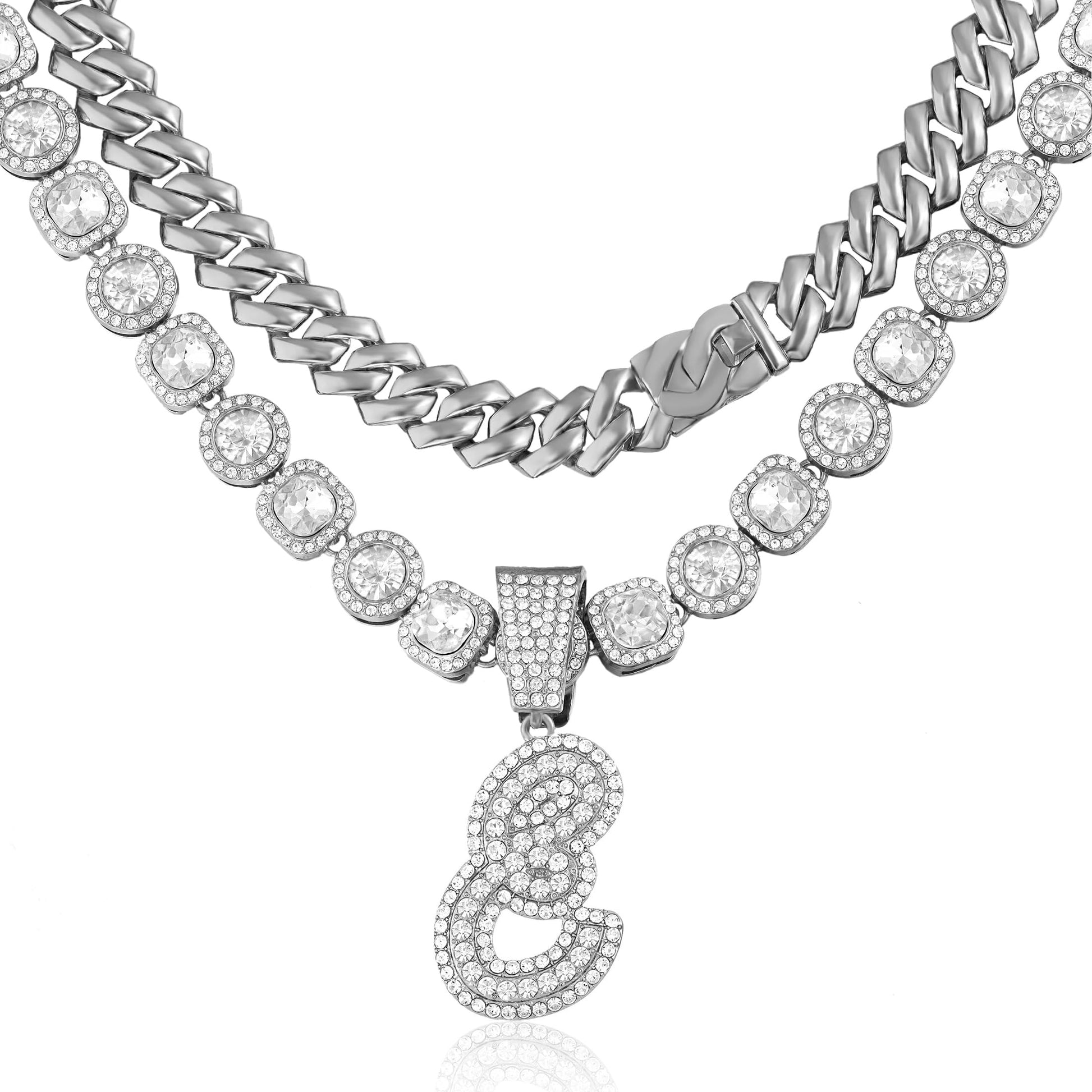 Cuban Link Chain for Women Cursive Initial Necklace - A&S All things Glam Boutique