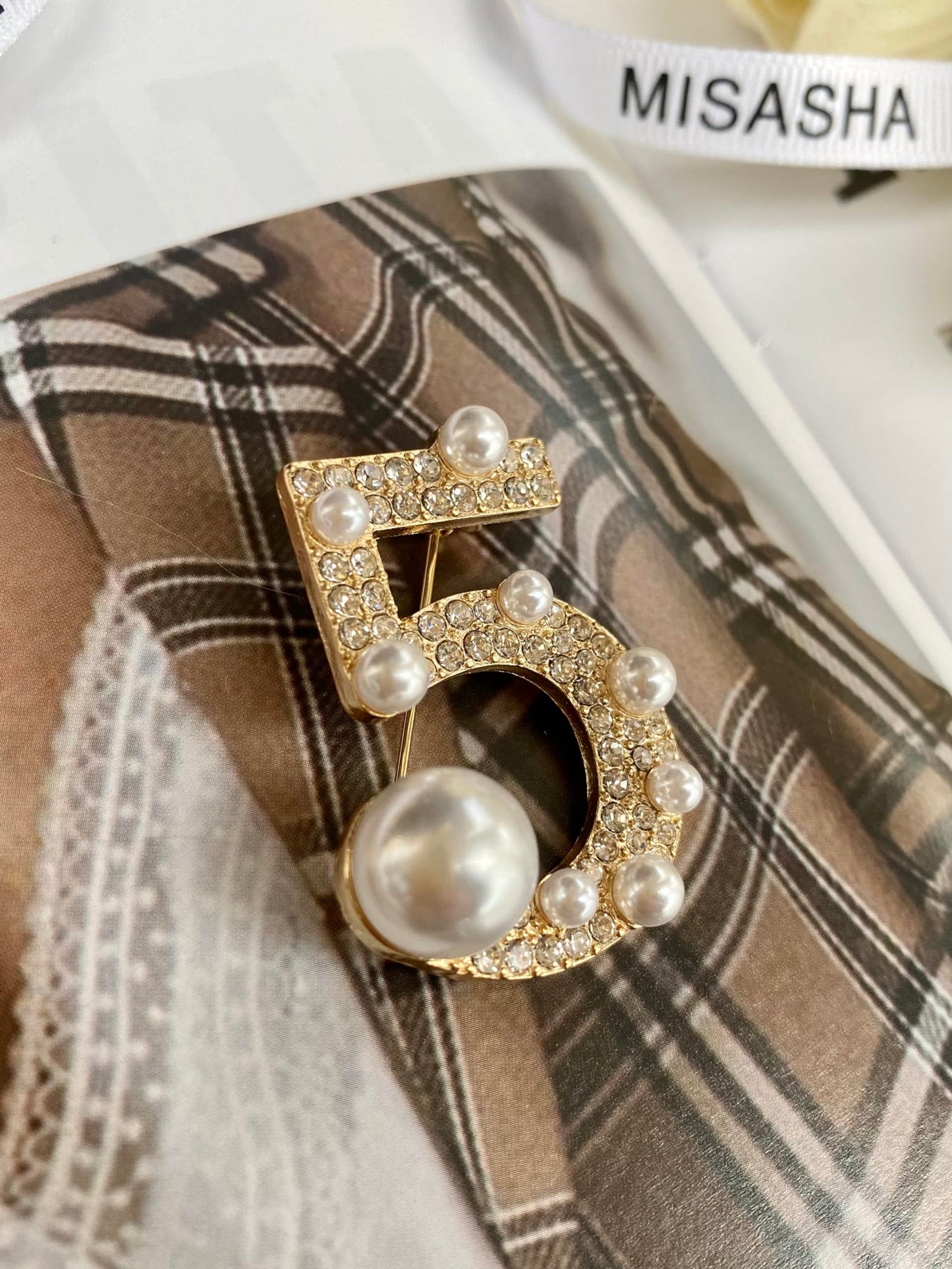 Number Five Rhinestone Bling Celebrity Brooch - A&S All things Glam Boutique