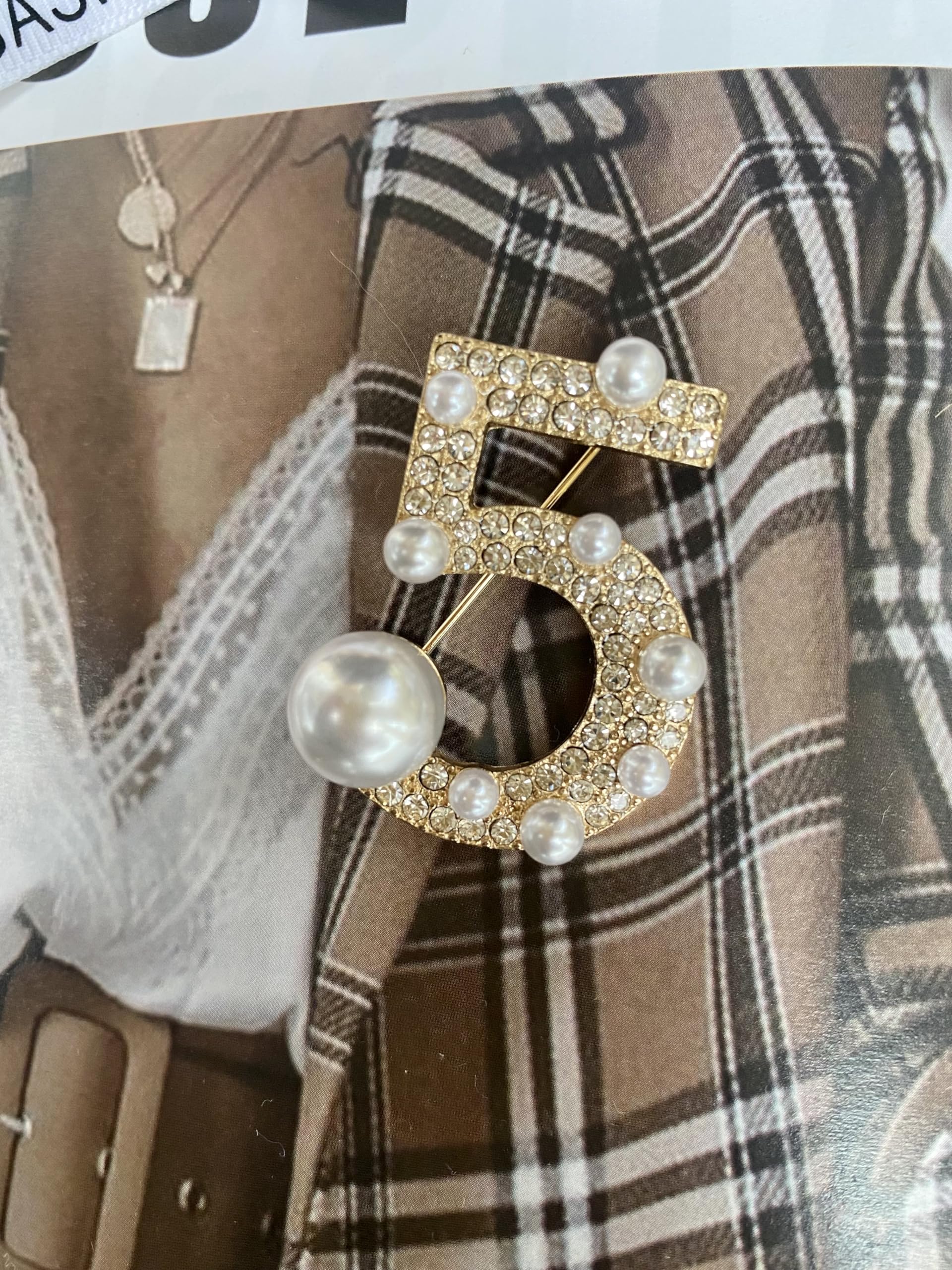 Number Five Rhinestone Bling Celebrity Brooch - A&S All things Glam Boutique