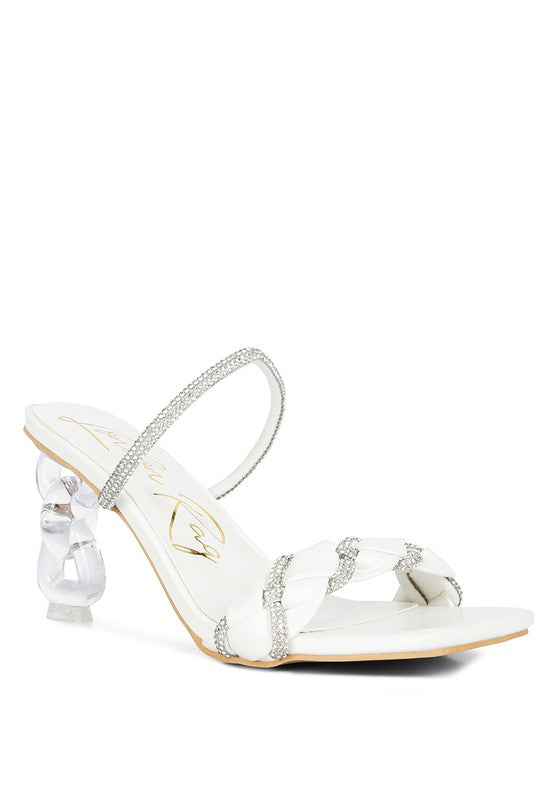 Big Plan Diamante Detail Mid Heel Sandals - A&S All things Glam Boutique