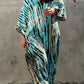 Blue Striped Gradient Long Dress Beach Cover-up Resort Robe Bikini Swimsuit Cover-up Sunscreen Shirt HEL4ZSVNAS