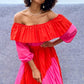 Off-The-Shoulder Colorblock Dress