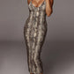 Ladies Sleeveless V-Neck Leopard Print Dress