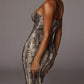 Ladies Sleeveless V-Neck Leopard Print Dress