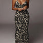 Ladies Sleeveless V-Neck Leopard Print Dress