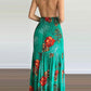 Halterneck Tie V-neck Floral Print Open-back Maxi Dress