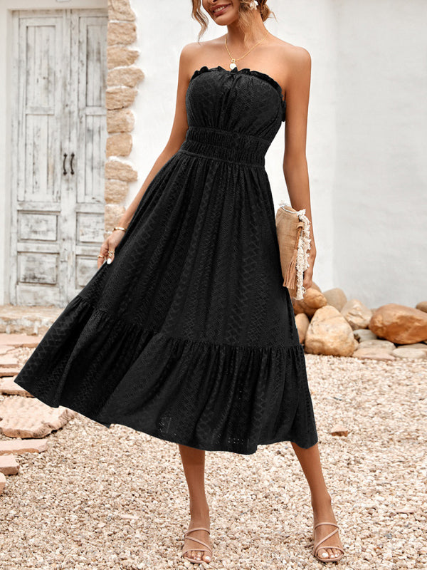 casual solid color corset waist dress