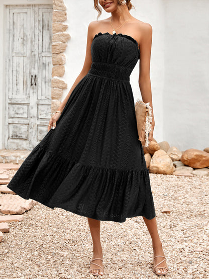 casual solid color corset waist dress