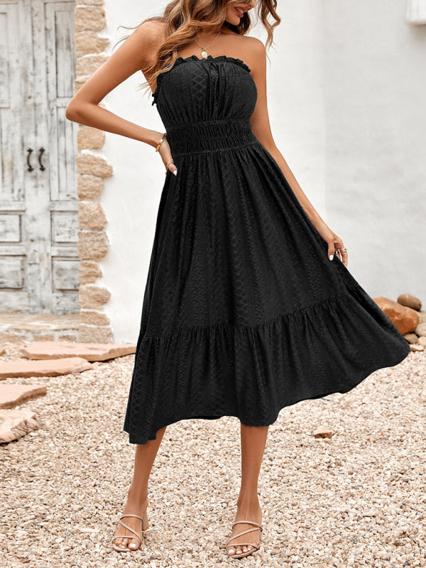 casual solid color corset waist dress