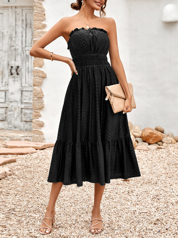 casual solid color corset waist dress