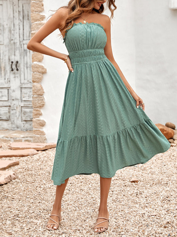 casual solid color corset waist dress