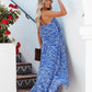 New women's print fringed one-shoulder slit dress