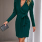 elegant long-sleeved waist skirt dress