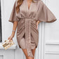 Elegant solid color waist dress for spring and summer