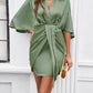 Elegant solid color waist dress for spring and summer