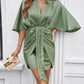 Elegant solid color waist dress for spring and summer