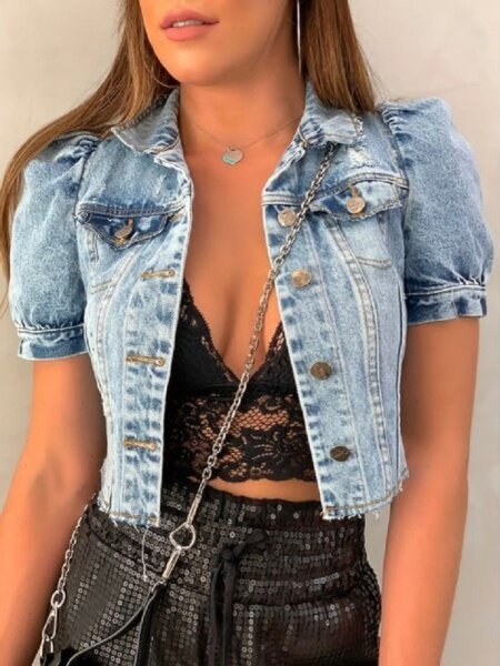 Short Sleeve Jacket Worn With Light Wash
 HWFWECP86P A&S All things Glam Boutique